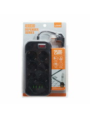 Мережевий фільтр LDNIO SE6403 2 6 6/2m + 1 USB Black