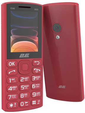 Кнопковий телефон 2E E240 2025 Red (794300867219)