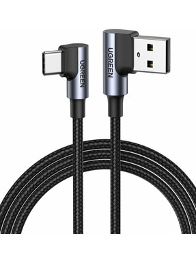 Кабель синхронізації Ugreen US176 USB to Type-C 18W 3m 90° Black (US176)