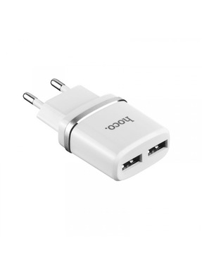 Мережевий зарядний пристрій Hoco C12 (2 USB-A) 12W + кабель MicroUSB White