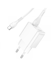 Мережевий зарядний пристрій Hoco C98A (1 USB-A) 18W + кабель Type-C White Type-C
