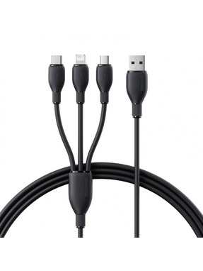 Кабель синхронізації Baseus Ultra-Fast 3-in-1 USB to Lightning + microUSB + Type-C 18W 0,8m Black