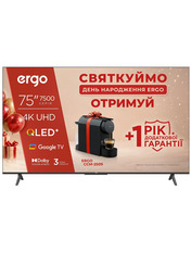 Телевізор Ergo Q7500 75 4K UHD (3840х2160) Black Так 75" Smart TV Black (75JUQ7500)
