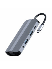 USB-хаб Cablexpert A-CM-COMBO8-02 Type-C (1xUSB 3.0 + 1xUSB 2.0 + 1xType-C PD + 1xHDMI + 1xVGA + SD + TF + Audio) Grey (A-CM-COMBO8-02)