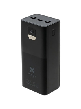 Павербанк Vinga Display 1xUSB-C + 3xUSB-A 22,5W 40000mAh Black (VPBB4022)