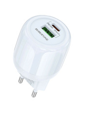 Мережевий зарядний пристрій Borofone BA93A Lustrous Blue (1 USB-A + 1 USB-C) 20W Blue Відсутній 1 USB-A + 1 USB-C 20