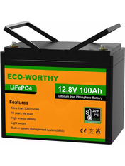 Акумулятор для ДБЖ Eco-Worthy LiFePO4 12,8V 100 100Ah (Eco-Worthy-12100bt)