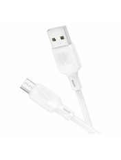 Кабель синхронізації Borofone  BX113 SiliconeUSB to microUSB White 1 12W 1m White