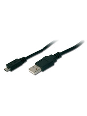 Кабель синхронізації Digitus USB to microUSB 1.8m Black (AK-300127-018-S)
