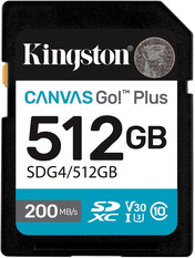 Карта пам'яті Kingston Canvas Go Plus UHS-I U3 SDXC 512GB UHS-I U3 + SD-adapter 512 ГБ Так
