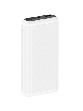 Павербанк XO PB309 Digital 1xUSB-C + 1xUSB-A 22,5W 20000mAh White