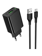 Мережевий зарядний пристрій Hoco CS92A Leader Type-C 18 1 USB-A Black (1 USB-A) 18W + кабель Type-C Black