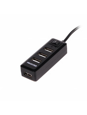 USB-хаб Maxxter 4 USB 2.0 USB-A (4xUSB 2.0) з додатковим живленням Black (HU2A-4P-AC-03)