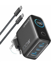 Мережевий зарядний пристрій Anker GaN Charger (1 USB-A + 2 USB-C) 100W + кабель Type-C to Type-C Dark Gray (B121BGZ1)