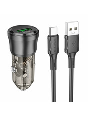 Автомобільний зарядний пристрій Borofone BZ23 18W 1 USB-A +кабель Type-C Transparent Black Type-C