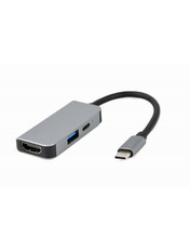 USB-хаб Cablexpert A-CM-COMBO3-02 Type-C (1xUSB 3.0 + 1xType-C PD + 1xHDMI) Grey (A-CM-COMBO3-02)
