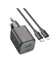 Мережевий зарядний пристрій Hoco N41 White Type-C to Lightning (1 USB-A + 1 USB-C) 20W + кабель Type-C to Lightning White 1 USB-A + 1 USB-C 20