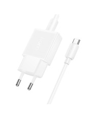 Мережевий зарядний пристрій Hoco N72 Speed White Type-C to Type-C 20 1 USB-C (1 USB-C) 20W + кабель Type-C to Type-C White