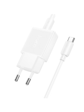 Мережевий зарядний пристрій Hoco N72 Speed (1 USB-C) 20W + кабель Type-C to Type-C White