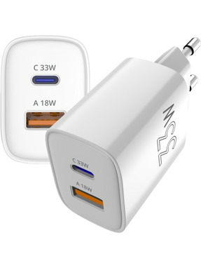 Мережевий зарядний пристрій Sigma X-power PS33-01 (1 USB-A + 1 USB-C) 33W White (4827798527719)