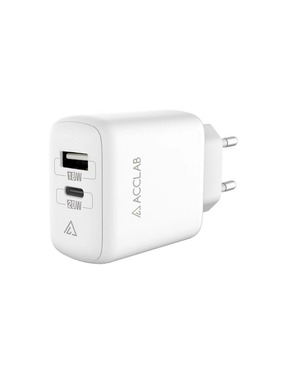 Мережевий зарядний пристрій ACCLAB AL-TC220 (1 USB-A + 1 USB-C) 20W White (1283126556494)