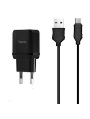 Мережевий зарядний пристрій Hoco C22A MicroUSB Black (1 USB-A) 12W + кабель MicroUSB Black 12 1 USB-A