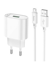 Мережевий зарядний пристрій Hoco C109A MicroUSB (1 USB-A) 18W + кабель MicroUSB White 1 USB-A 18 White