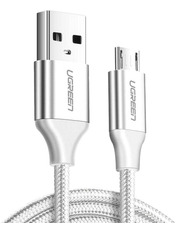 Кабель синхронізації Ugreen US290USB to microUSB White 1,5 10W 1,5m White (60152)