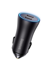 Автомобільний зарядний пристрій Baseus Golden Contactor Pro Dual 40W 2 USB-C Відсутній Dark Gray 2 USB-C Dark Gray (CGJP000013)