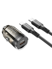 Автомобільний зарядний пристрій Borofone BZ29 Ray 30W 1 USB-C +кабель Type-C to Lightning Transparent Black Type-C to Lightning Transparent Black