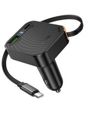 Автомобільний зарядний пристрій Hoco NZ18 Guardian 18W 1 USB-A + 2 USB-C Black