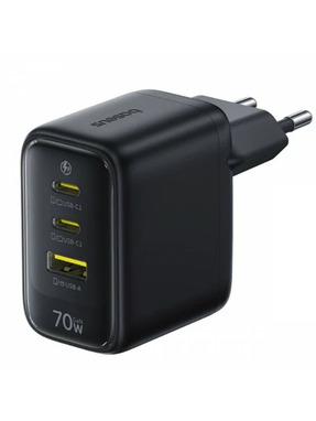 Мережевий зарядний пристрій Baseus EnerFill FE22 (1 USB-A + 2 USB-C) 70W Black (E0123500)