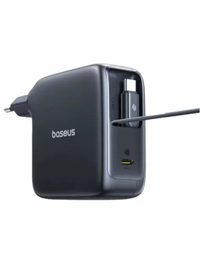 Мережевий зарядний пристрій Baseus EnerCore CJ21 with Dual Retractable Cables (3 USB-C) 67W + кабель Type-C (Вбудований) Black (E0121D00)