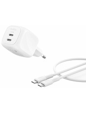 Мережевий зарядний пристрій Belkin BoostCharge Pro GaN Type-C to Type-C 50 White 2 USB-C (2 USB-C) 50W + кабель Type-C to Type-C White (WCH019KQ1MWH-B6)