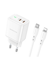 Мережевий зарядний пристрій Borofone BN9 Type-C to Lightning (1 USB-A + 1 USB-C) 35W + кабель Type-C to Lightning White 1 USB-A + 1 USB-C 35 White