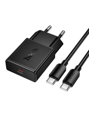 Мережевий зарядний пристрій Hoco N74 Speed Type-C to Type-C 25 1 USB-C Black (1 USB-C) 25W + кабель Type-C to Type-C Black