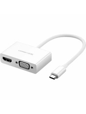 Відео адаптер Ugreen MM123 Type-C (M) to HDMI (F) + VGA (F) White (UGR-30843)