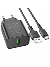 Мережевий зарядний пристрій Borofone BA72A Type-C White (1 USB-A) 18W + кабель Type-C White 18 1 USB-A