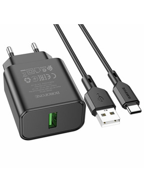 Мережевий зарядний пристрій Borofone BA72A (1 USB-A) 18W + кабель Type-C White