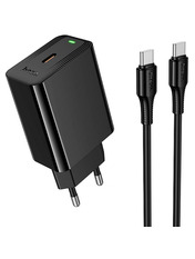 Мережевий зарядний пристрій Hoco CS93A Leader 20 1 USB-C Type-C to Type-C Black (1 USB-C) 20W + кабель Type-C to Type-C Black