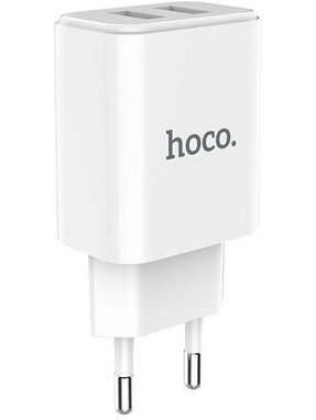 Мережевий зарядний пристрій Hoco C62A (2 USB-A) 10,5W + кабель Type-C White