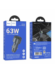 Автомобільний зарядний пристрій Hoco Z57B 63W 1 USB-A + 1 USB-C Metal Gray