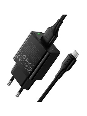 Мережевий зарядний пристрій Hoco CS91A (1 USB-A) 10,5W + кабель MicroUSB Black