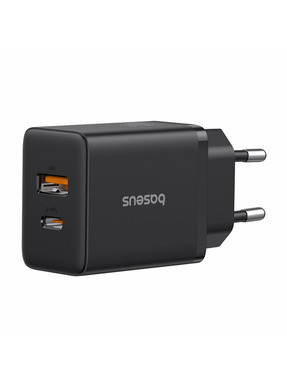 Мережевий зарядний пристрій Baseus Cube C+U (1 USB-A + 1 USB-C) 30W Black (P10111404113-00)