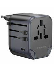 Мережевий зарядний пристрій Borofone BAC12 Leader (2 USB-A + 1 USB-C) 12W Black