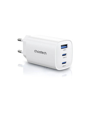 Мережевий зарядний пристрій Choetech PD65W (1 USB-A + 2 USB-C) 65W White (PD9006)