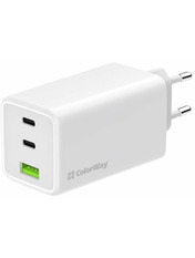 Мережевий зарядний пристрій ColorWay GaN Mini 1 USB-A + 2 USB-C Відсутній White 100 (1 USB-A + 2 USB-C) 100W White