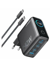 Мережевий зарядний пристрій Anker Laptop GaN Charge Black Type-C to Type-C 1 USB-A + 3 USB-C 140 (1 USB-A + 3 USB-C) 140W + кабель Type-C to Type-C Black