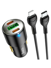 Автомобільний зарядний пристрій Hoco NZ6 45W Lightning 1 USB-A + 2 USB-C +кабель Lightning Black 1 USB-A + 2 USB-C Black
