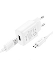 Мережевий зарядний пристрій Hoco C134A White MicroUSB (1 USB-A) 12W + кабель MicroUSB White 1 USB-A 12